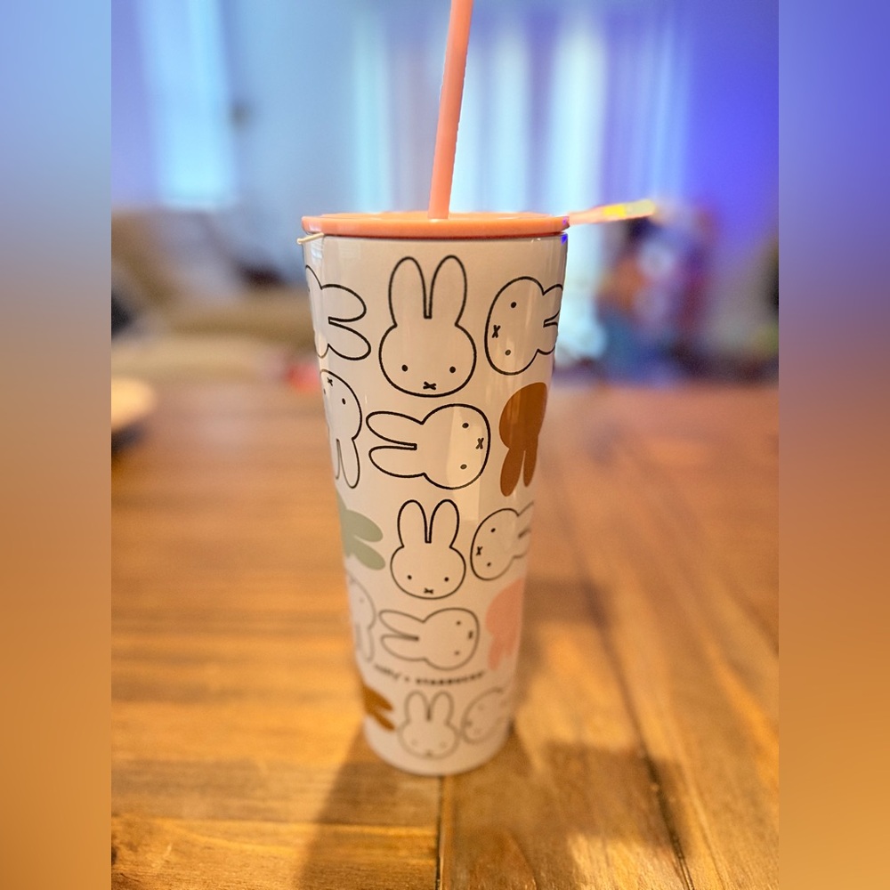 2026 Starbucks Miffy Bunny Tumbler in White with Pink Lid